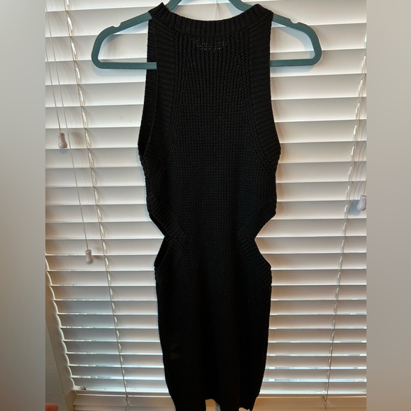 Endless Rose Mini Sweater Dress Black with cut outs - Picture 3 of 6